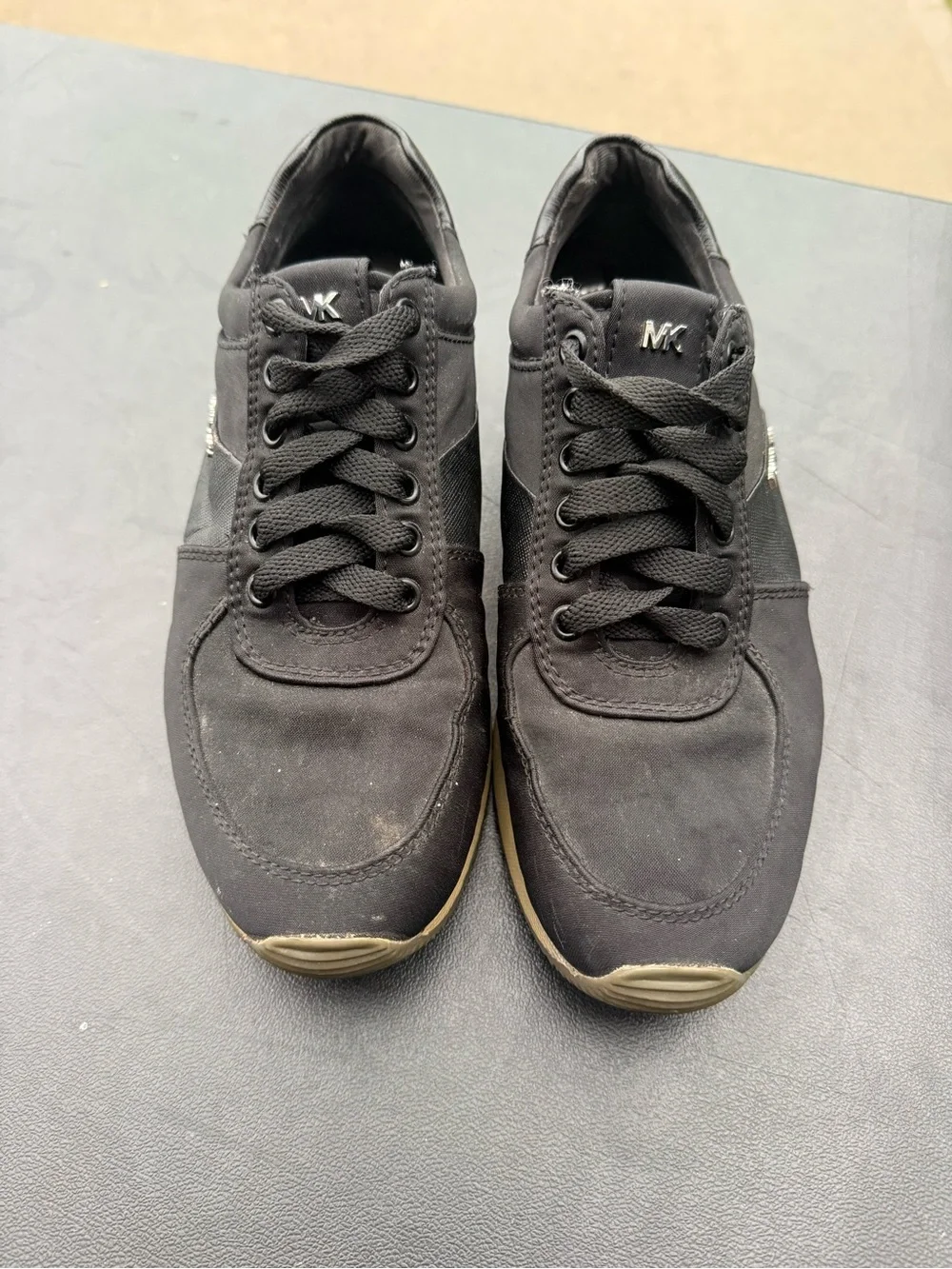 Michael Kors Allie Trainer Black Leather Sneakers Size 6.5